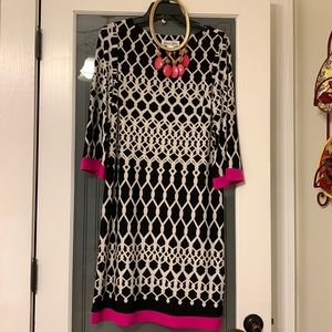 Laura Jeffries dress with necklace